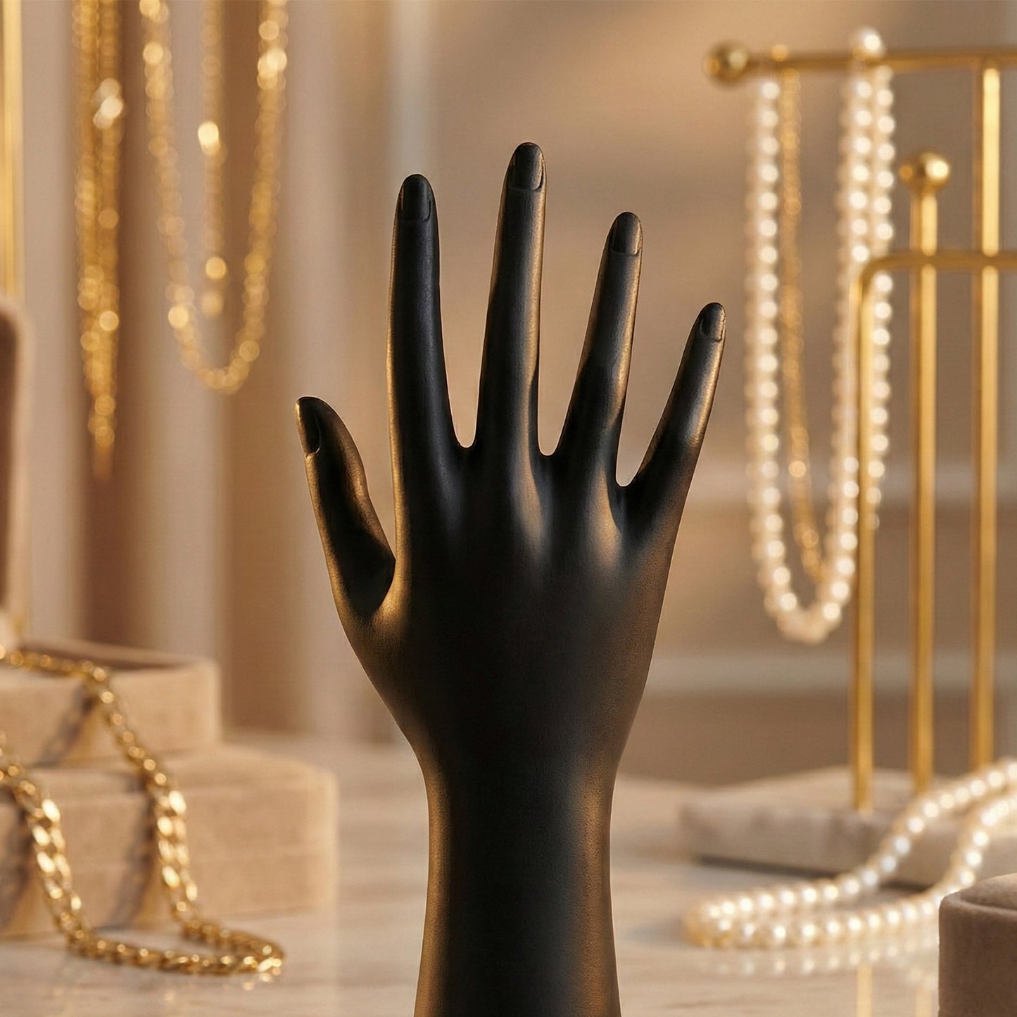 Elegant Black Hand-Shaped Jewelry Display Stand for Rings, Bracelets, Watches &; Accessories (1 Pc)