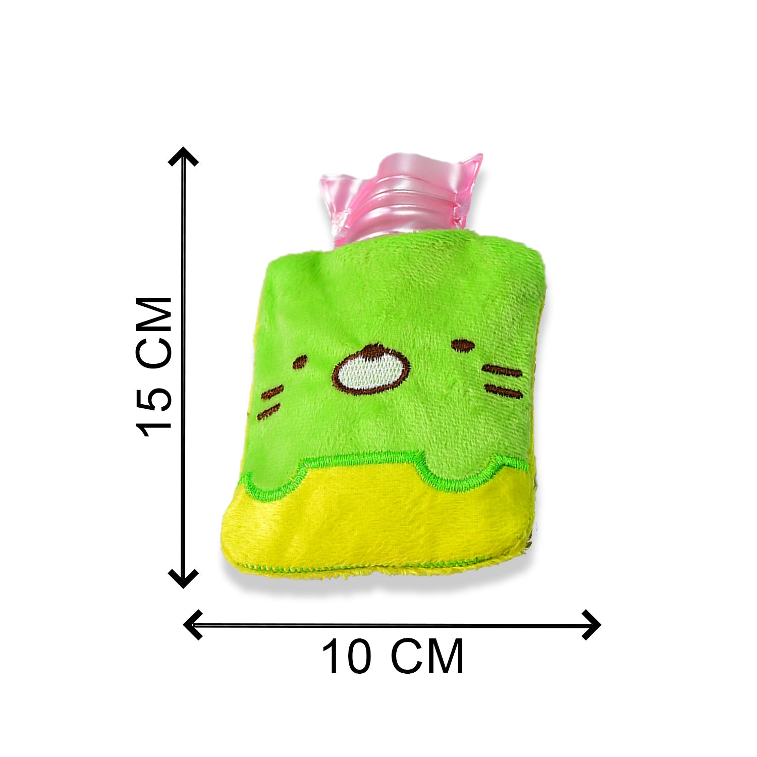 Green Kitty Small Hot Water Bag with Soft Cover – Portable Natural Rubber Heat Therapy Bottle for Pain Relief, Menstrual Cramps, Neck, Shoulder, Back and Hand Warmer