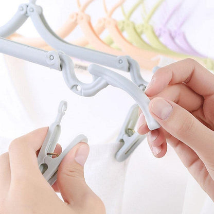 Portable Folding Travel Clothes Hanger Foldable ABS Drying Rack for Shirts Pants Dresses Suits Scarves Socks Underwear and Travel Wardrobe Organizer (1 Pc)
