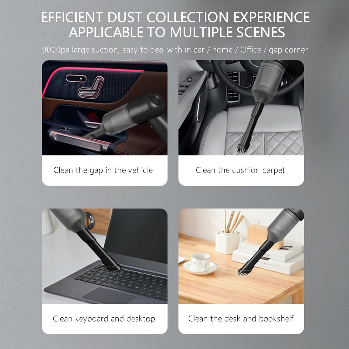 3 in 1 Wireless Car Mini Vacuum Cleaner with Blower Portable Rechargeable Handheld High Power Suction Cleaner for Car, Home, Computer and Keyboard Cleaning