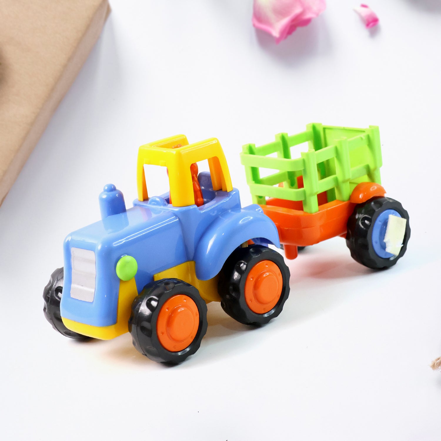 Funwoods 4 Piece Construction Vehicle Toy Set for Kids | Mini Pull-Back Engineering Trucks with Dumper, Cement Mixer, Tractor & Loader for Toddlers & Preschoolers (4 Pc Set)