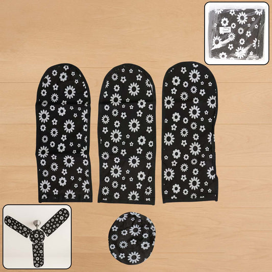 4 in 1 Ceiling Fan Dust Proof Cover Set – Washable Fabric Protector for Fan Blades & Motor
