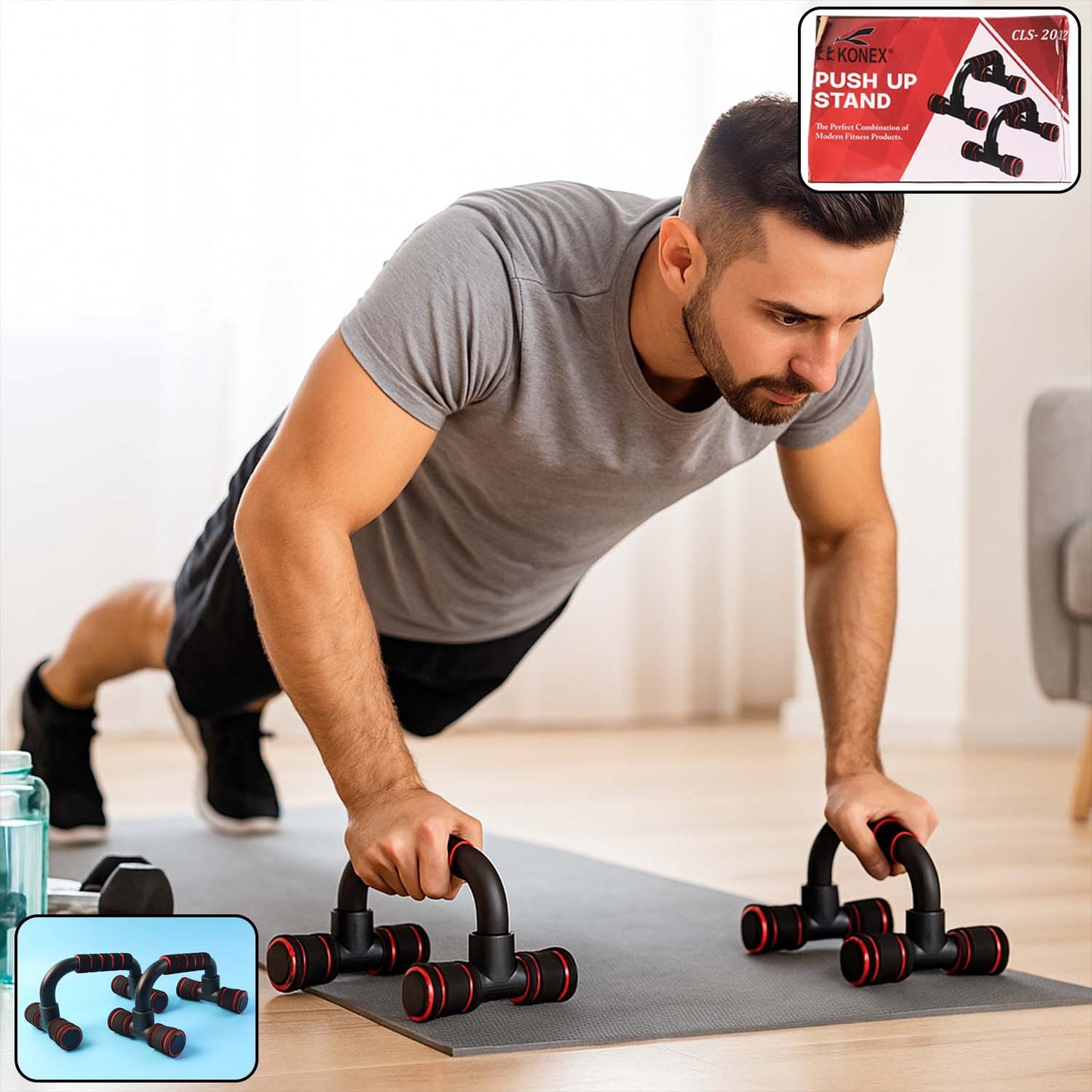 Heavy Duty Push Up Bars Stand for Home Workout Non Slip Handles and Sturdy Base for Chest Arm Shoulder and Core Training (Set of 2 Pcs)