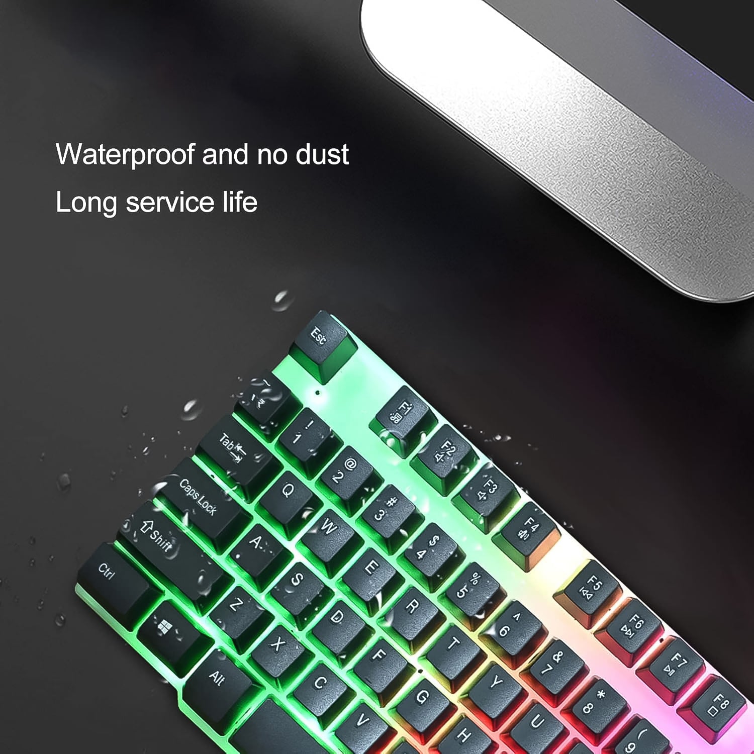 104 Key Wired USB Gaming Keyboard and Mouse Combo Backlit Ergonomic Colorful Keyboard Mouse Set for Laptop PC and Desktop (2 Pc Set)