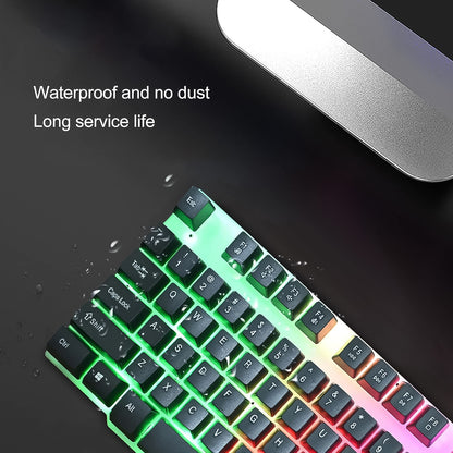 104 Key Wired USB Gaming Keyboard and Mouse Combo Backlit Ergonomic Colorful Keyboard Mouse Set for Laptop PC and Desktop (2 Pc Set)