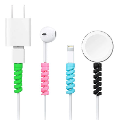 Spiral Charger Cable Protector Sleeve Universal Silicone Data Cable Saver Strain Relief Protector for Charging Cables Earphones USB Cables and Headphones (Pack of 10)