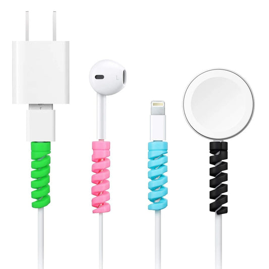 Spiral Charger Cable Protector Sleeve Universal Silicone Data Cable Saver Strain Relief Protector for Charging Cables Earphones USB Cables and Headphones (Pack of 10)