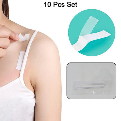 Waterproof Anti-Skid Double-Sided Body Tape | Transparent Medical Fashion Tape for Lingerie (10 Pcs Set)