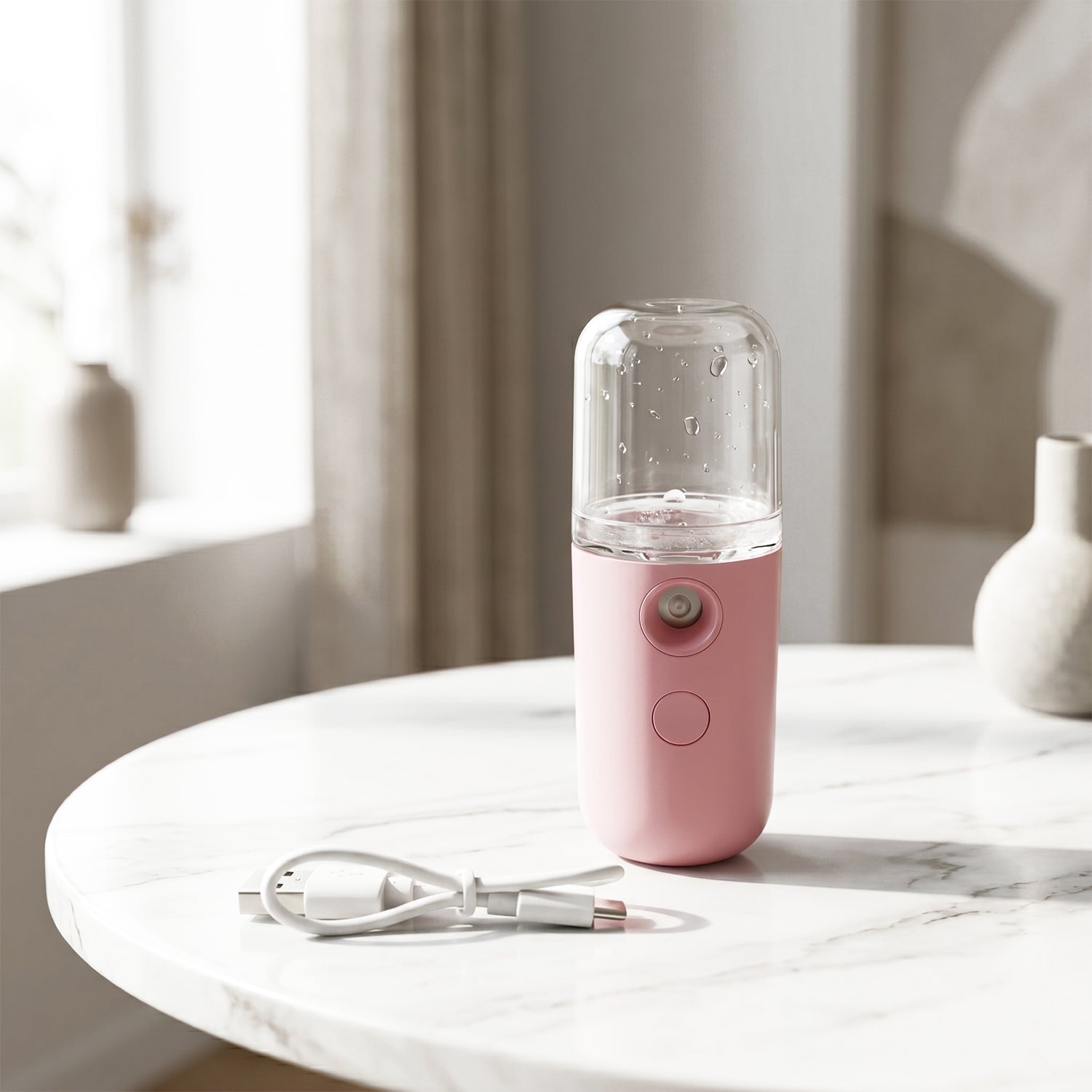 Premium Mini Nano Mist Sprayer USB Rechargeable Portable Face Steamer and Facial Humidifier for Skincare, Makeup Setting, Travel, Office and Daily Hydration (1 Pc)