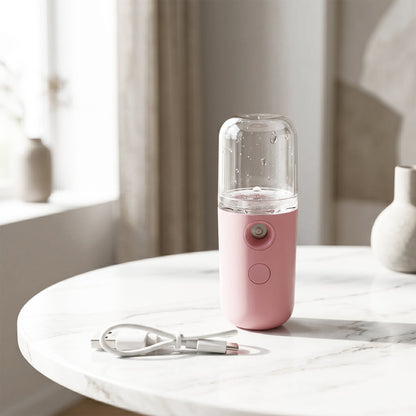 Premium Mini Nano Mist Sprayer USB Rechargeable Portable Face Steamer and Facial Humidifier for Skincare, Makeup Setting, Travel, Office and Daily Hydration (1 Pc)