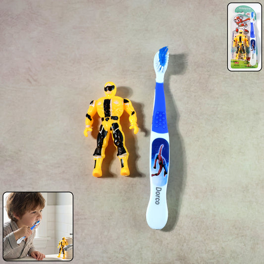 Kids Toothbrush Set with Cartoon Robot Toy – Soft Bristles Toothbrush for Boys & Girls (1 Set)