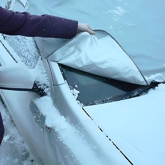 Universal Car Windshield Snow & Sun Protection Cover (145×70 cm) – All-Weather Front Glass Frost Guard with Anti-Scratch Material & Secure Fit for Winter, Summer & Outdoor Parking