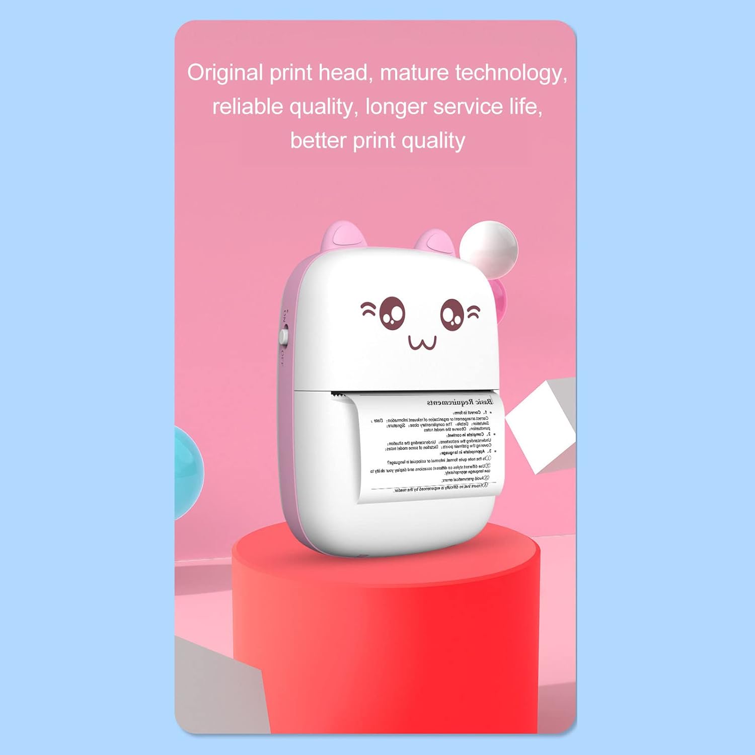 Pocket Mini Bluetooth Thermal Printer | Wireless Portable Inkless Mobile Photo and Label Printer with Android and iOS App | Includes 1 Thermal Paper Roll