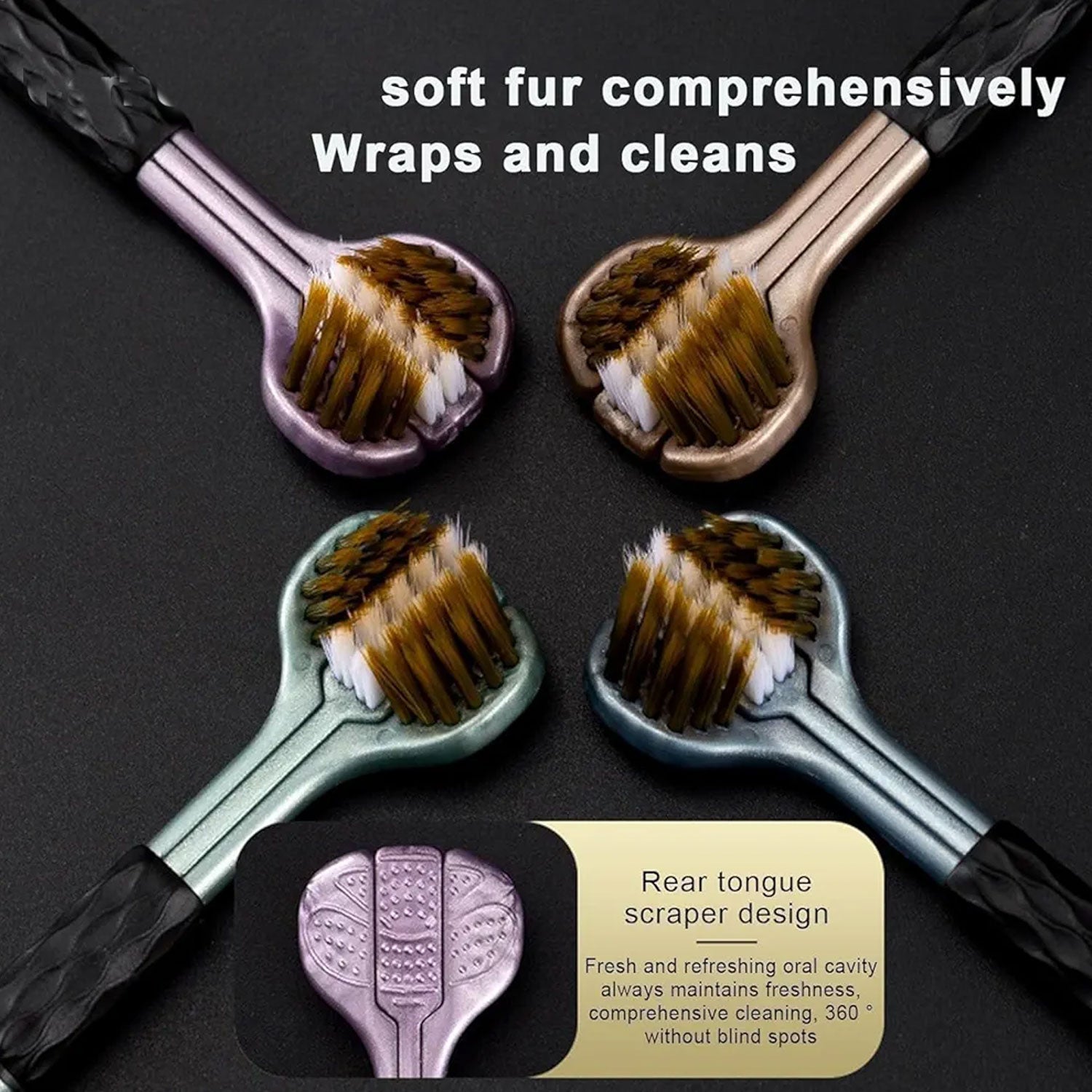 3 Sided Toothbrush Soft Bristle Manual Toothbrush with 360 Degree Cleaning Head for Adults Children and Youth (2 Pcs)