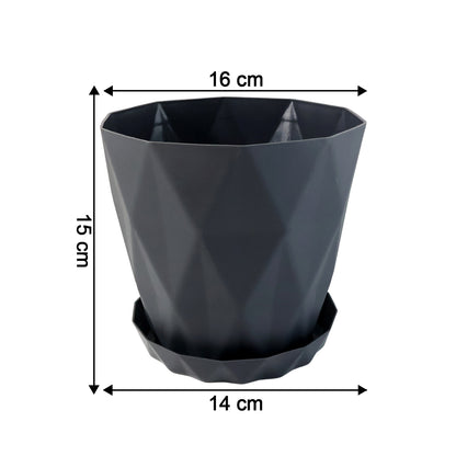 Diamond Design Plastic Flower Pot Set with Drain Tray – Decorative Multipurpose Plant Pots for Indoor and Outdoor Gardening (5 Pc Set)