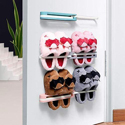 Multifunction Folding Slippers and Shoes Rack Wall Mounted Organizer for Bathroom, Bedroom, Door and Home Storage