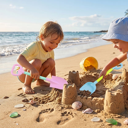 Kids Beach Sand Shovel Toy Set of 2 | Colourful Plastic Digging Shovel and Scoop for Beach, Garden and Outdoor Play