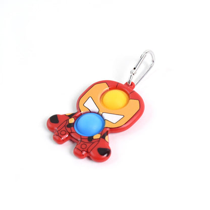 Superhero Iron Man Style Pop It Keychain Fidget Toy – Portable Silicone Bubble Stress Relief Key Ring for Kids and Adults (1 Pc)