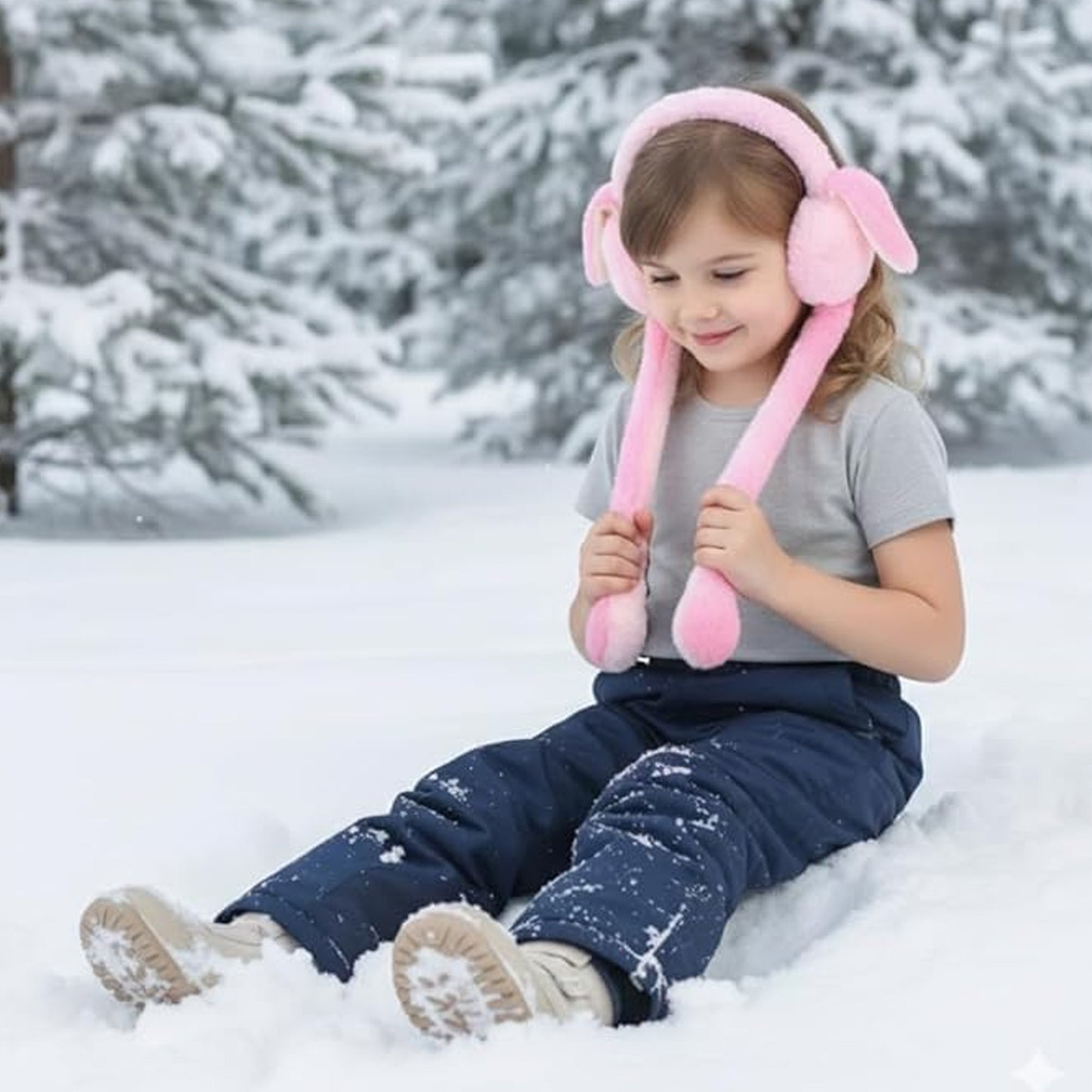 Soft Plush Winter Earmuffs for Kids with Long Hanging Straps, Comfortable Noise-Shielding Ear Covers for Cold Weather Outdoor Use & Daily Wear (1 Pc)