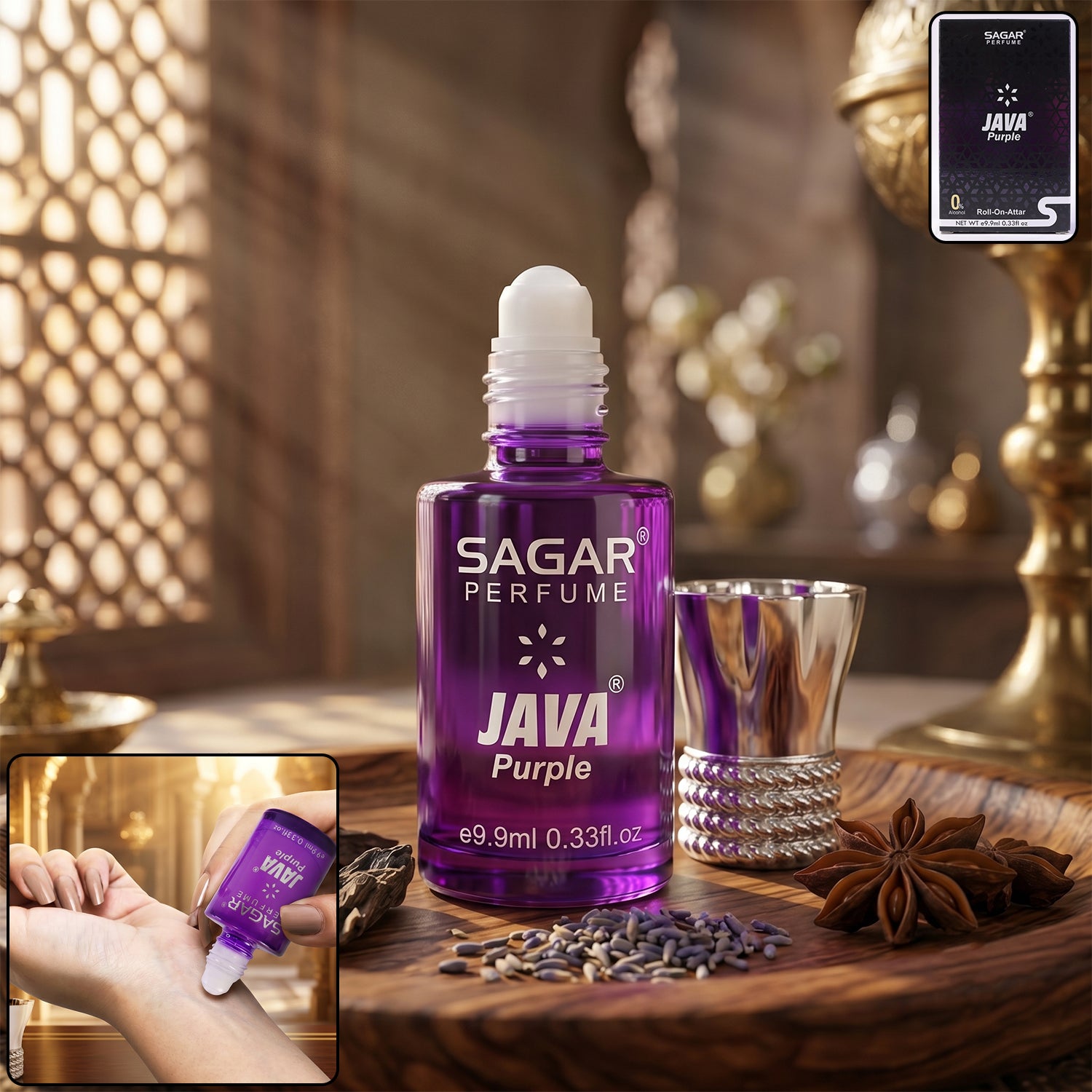 Sagar Java Purple Roll On Attar, Alcohol Free Long Lasting Perfume Oil for Men and Women, 9.9 ml