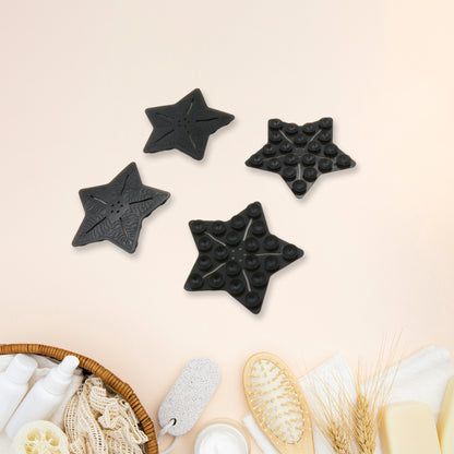 Mini PVC Anti-Slip Baby Bath Mats Star and Leaf Shape Non-Slip Shower Safety Mats for Kids (4 Pc Set)