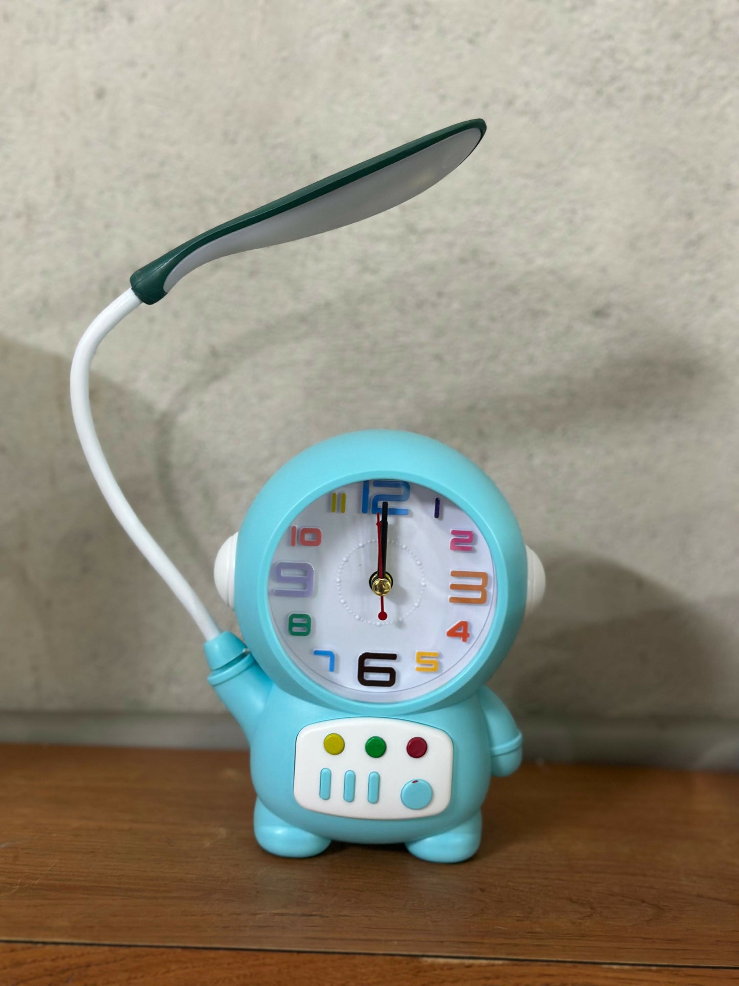 Astronaut LED Table Lamp with Built In Clock Flexible Study Desk Light for Kids Bedroom, Study Table and Bedside (1 Pc)