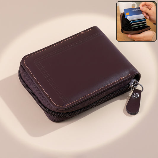 Premium Zip-Around Card Holder Wallet with High-Capacity Accordion Slots – Compact Multi-Card Organiser (1 Pc)
