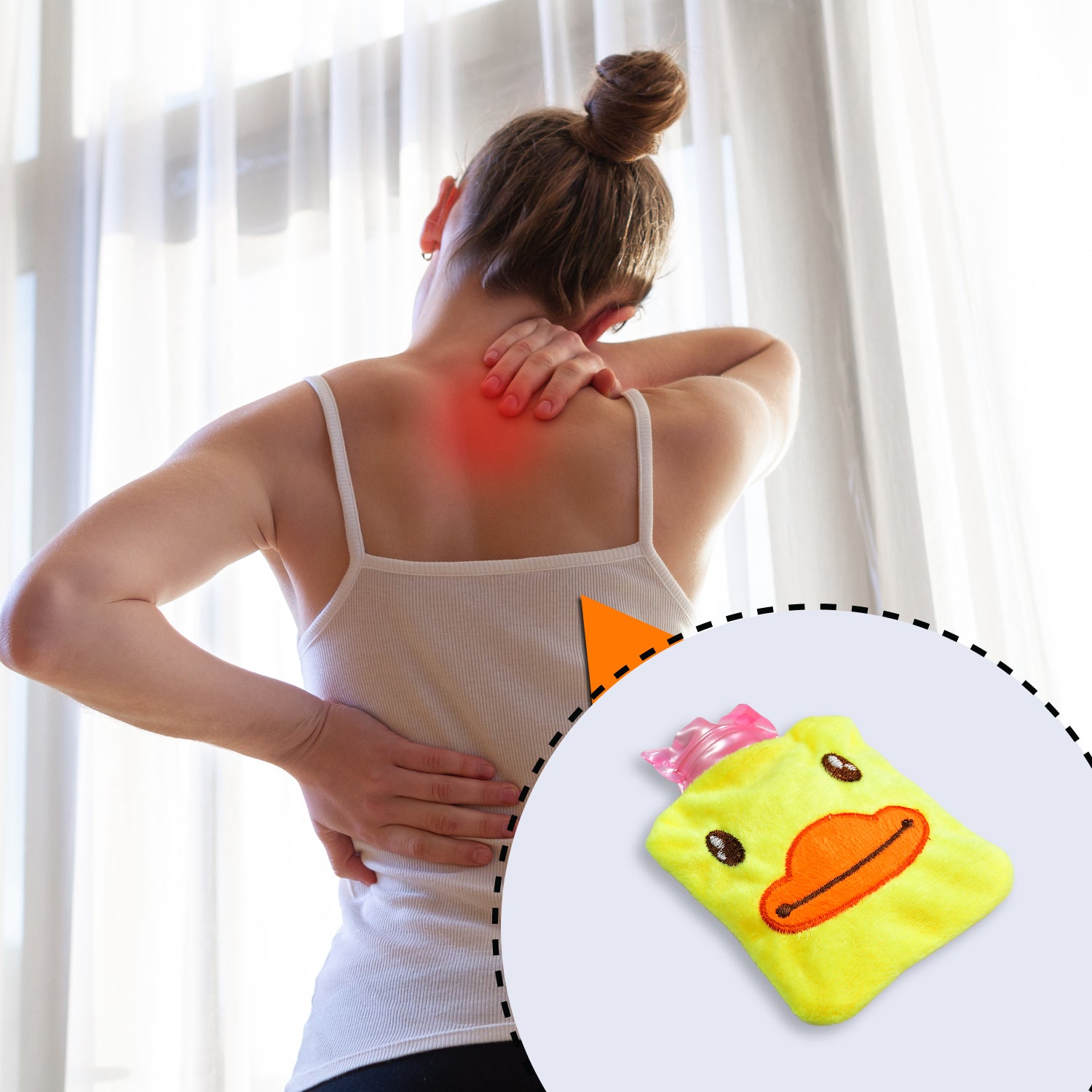 Yellow Duck Small Hot Water Bag with Soft Cover – Portable Natural Rubber Heat Therapy Bottle for Pain Relief, Menstrual Cramps, Neck, Shoulder, Back and Hand Warmer