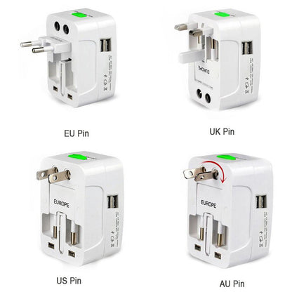 Universal Worldwide Travel Adapter International Power Plug Converter with USB Charging AU UK US EU Multi Plug Adapter (1 Pc)