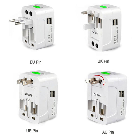 Universal Worldwide Travel Adapter International Power Plug Converter with USB Charging AU UK US EU Multi Plug Adapter (1 Pc)