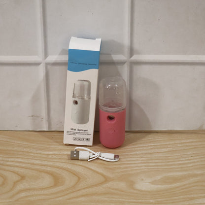 Premium Mini Nano Mist Sprayer USB Rechargeable Portable Face Steamer and Facial Humidifier for Skincare, Makeup Setting, Travel, Office and Daily Hydration (1 Pc)