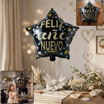 Black Star Feliz Ano Nuevo Foil Balloon For Celebration (1 Pc)