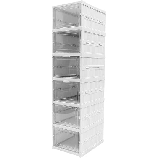 Stackable Multifunctional 6 Layer Storage Organizer Cart Foldable Drawer Shelf Basket Rack with Wheels for Kitchen Pantry Closet Bedroom Bathroom Laundry (1 Pc)