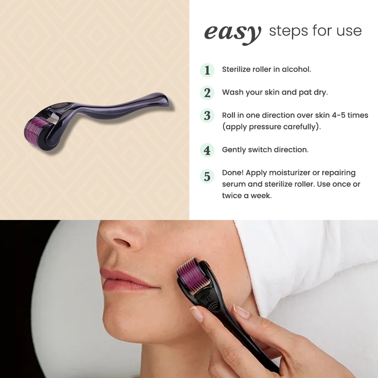 Derma Roller 0.75mm | Anti-Ageing, Scar Reduction &amp; Hair Regrowth Tool
