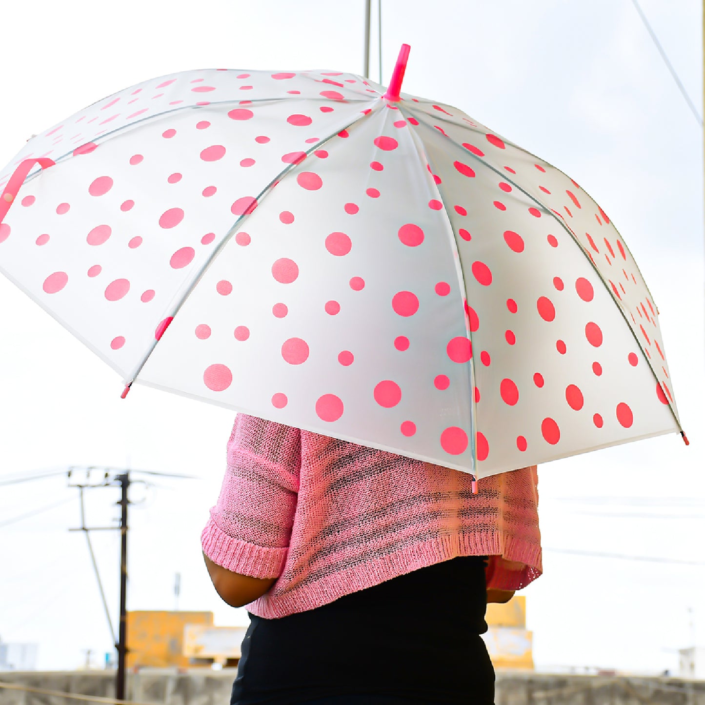 Windproof Dot Printed Travel Umbrella for Men and Women Multicolor Lightweight Portable Rain Umbrella Pack of 1