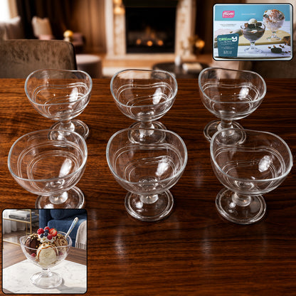 Supermom Creamy Dessert Bowl, Unbreakable Polycarbonate Ice Cream Cups with Stem, Transparent Pedestal Dessert Glasses for Party Serving