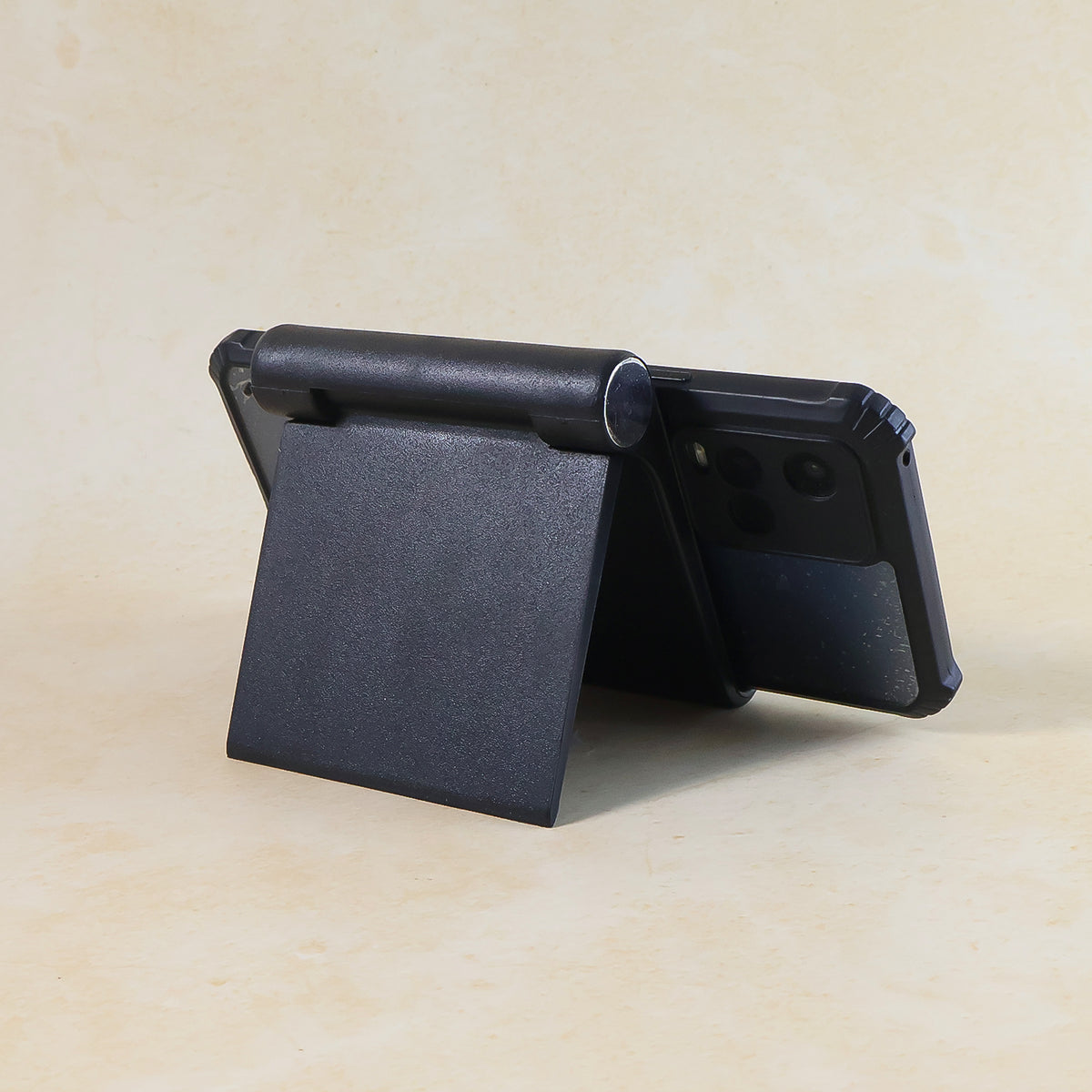 Plastic Foldable Desktop Mobile Stand for Tabletop Viewing, Video Calls, Gaming and Hands-Free Use – Adjustable Slim Design | Black
