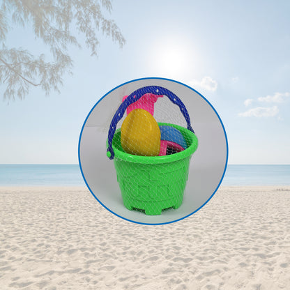 Sand Game Castle Building Beach Toy Set for Kids Plastic Sand and Gardening Play Set with Bucket and Accessories (6 Pieces)