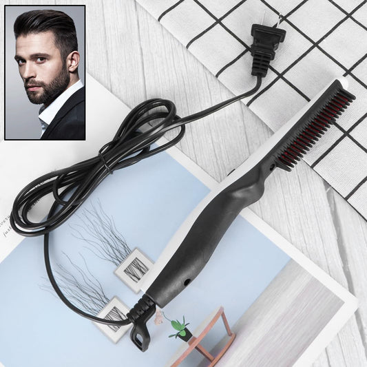 Electric Hair Straightening Comb Portable Straight Beard Comb – Portable Hair Straightener Styling Comb for Beard and Hair – Safe Heating Brush for Men and Women (1 Pc)