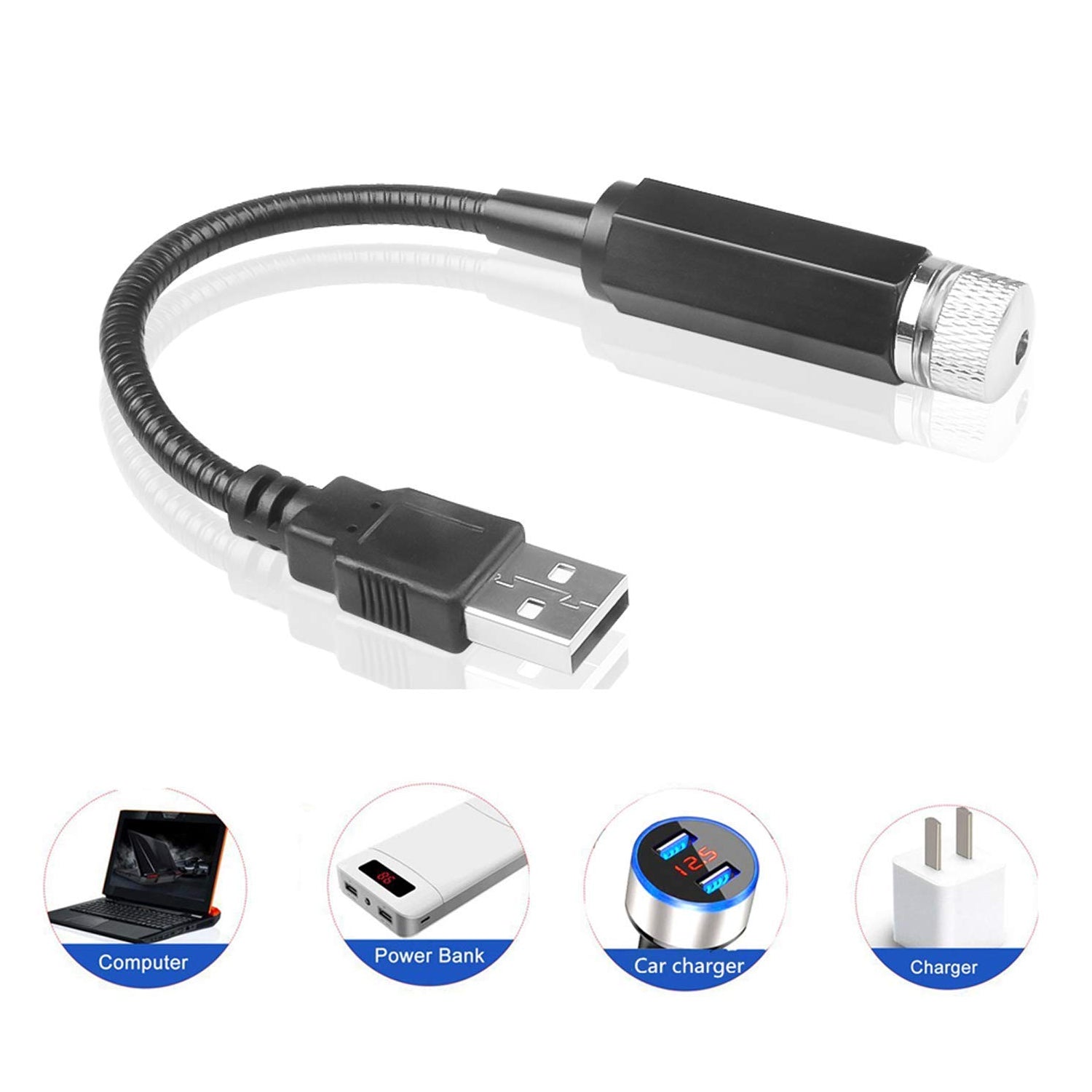 USB Galaxy Night Sky Laser Projector Light for Car and Bedroom Mini Star Roof Ambient Atmosphere Light