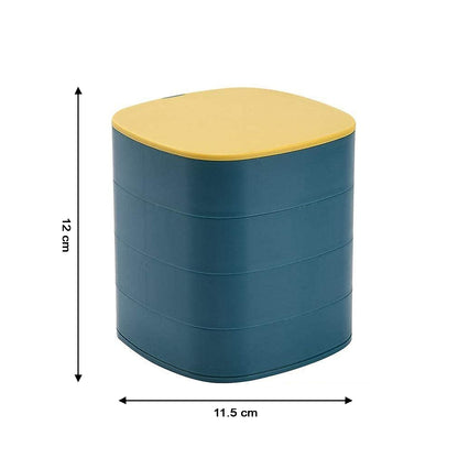 4 Layer 360 Degree Rotating Jewelry Storage Box with Mirror Multicolor Organizer for Rings Earrings Necklaces and Accessories (1 Pc)