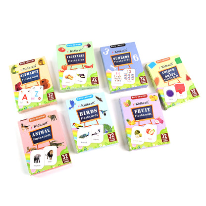 Kidkraft 7-in-1 Educational Flashcards Set for Kids – 224 Learning Cards for Alphabet, Numbers, Animals, Fruits and More