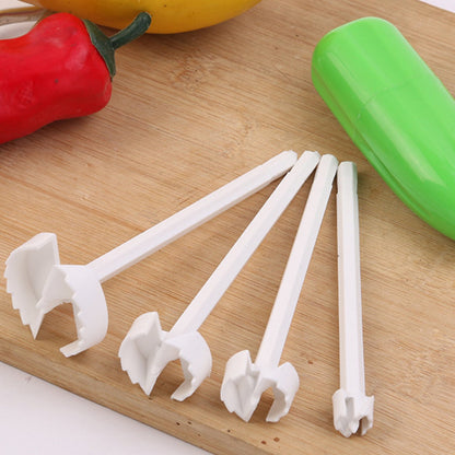 Veg Drill Vegetable Spiralizer and Corer Tool – Stuffed Vegetable Digging and Hollowing Kit with 4 Interchangeable Drill Heads