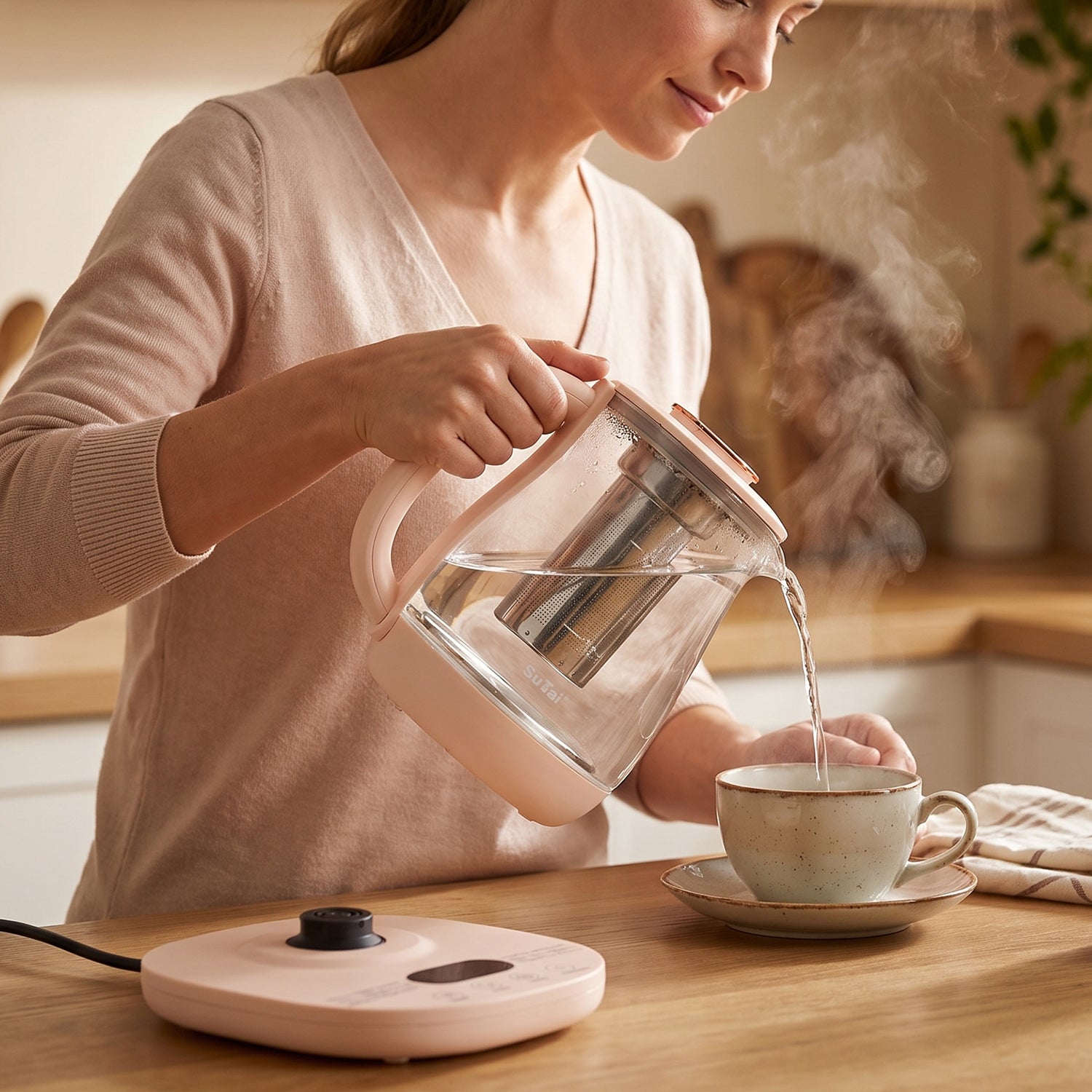 Electric Glass Kettle 2.3 Litre Multi Function Tea Maker and Water Boiler with Glass Infuser, Digital Temperature Control and Keep Warm Function (1 Pc)