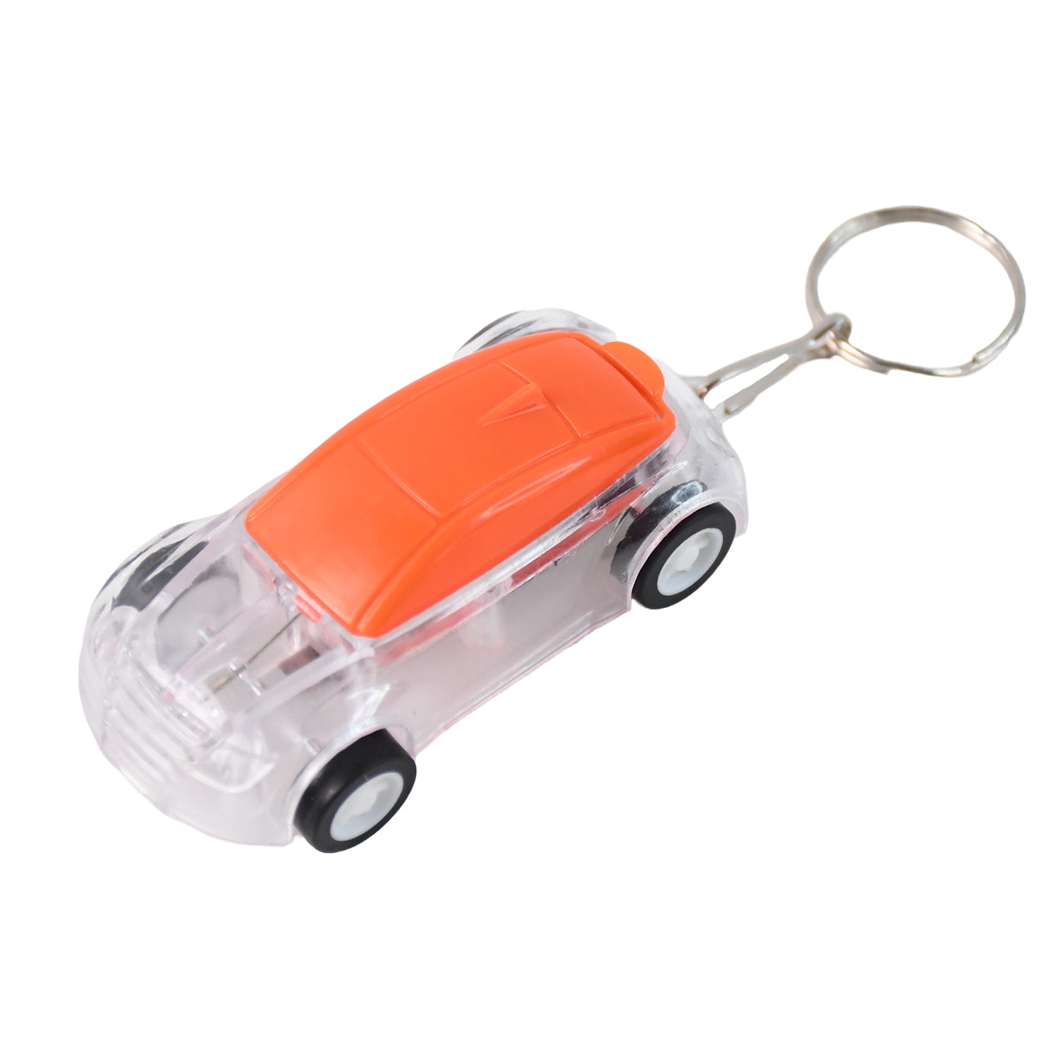 Mini Car Shape LED Keychain Light Flashing Headlights Toy Key Ring for Kids, Bags, Keys and Return Gifts (1 Pc Random Color)