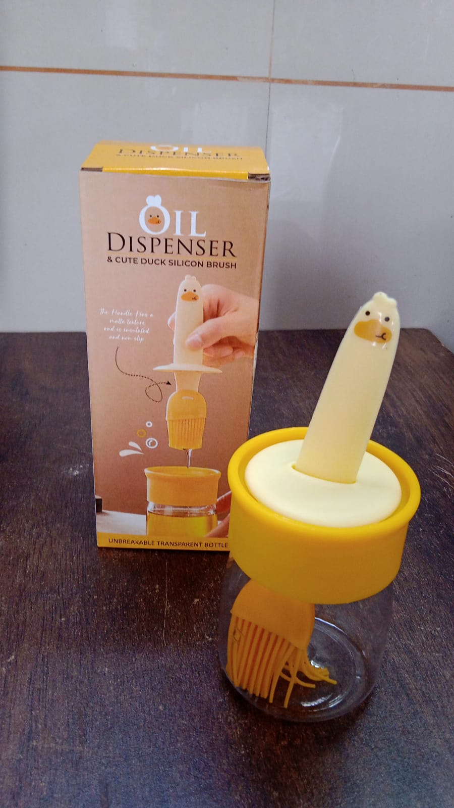 Silicone Brush and Glass Oil Dispenser Bottle for Cooking, Baking, BBQ and Grilling