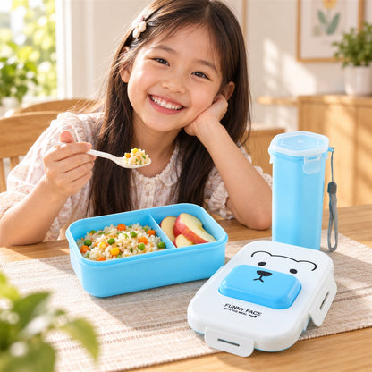 Kids Lunch Box With Water Bottle And Spoon For School Tiffin (1 Set)