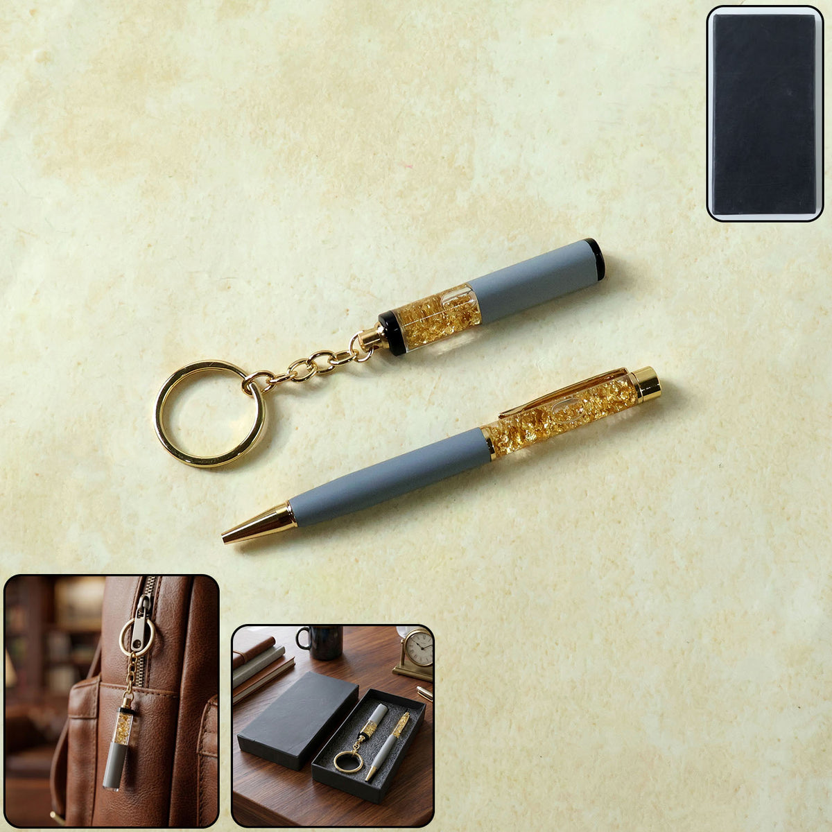 Premium Crystal Ball Pen and Decorative Keychain Combo Gift Set, Stylish Ballpoint Writing Pen with Keyring (1 Set)