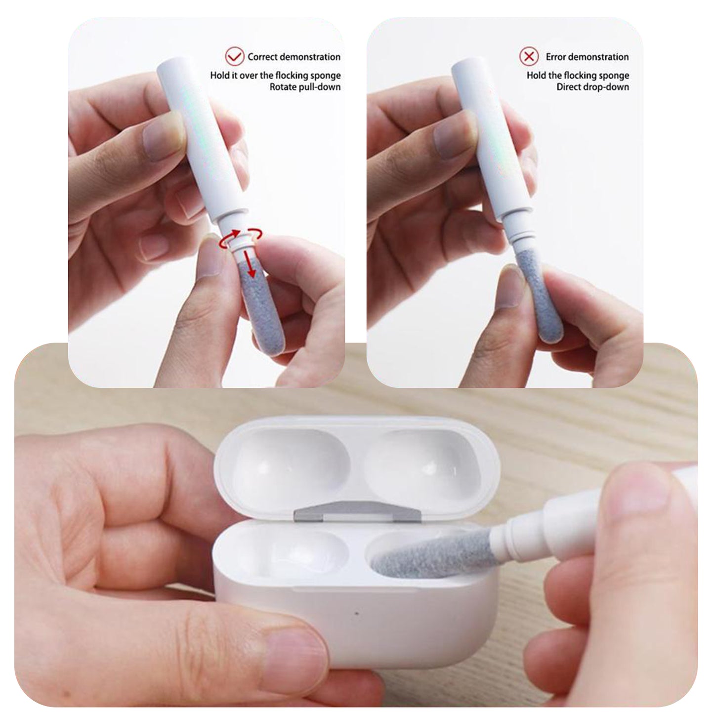 5-in-1 Multi-Function Soft Dust Cleaning Brush Kit for Computer Keyboard, Earbuds, Laptop, PC and Electronic Devices