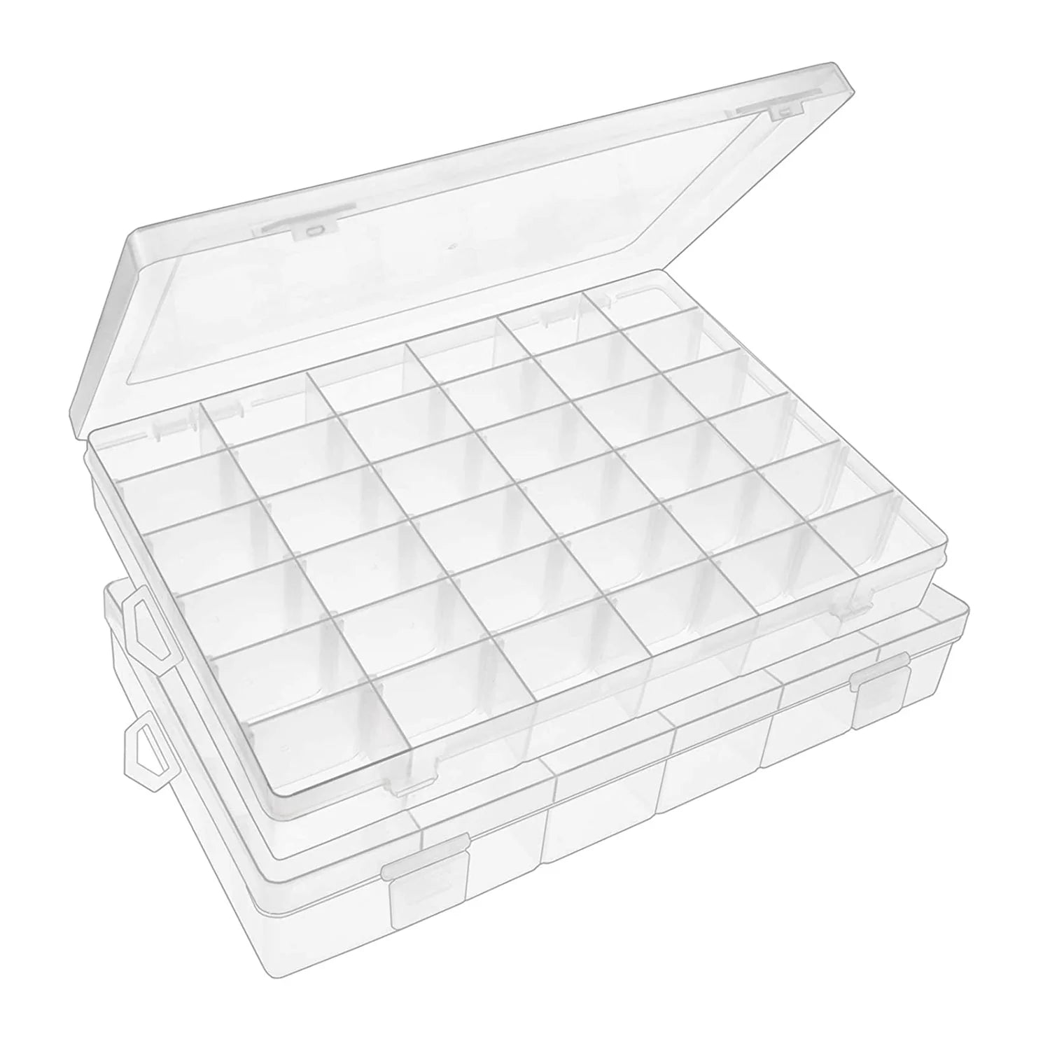 36 Grids Clear Plastic Organizer Jewelry Storage Box with Adjustable Dividers, Transparent Multipurpose Storage Box (1 Pc)